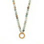 18" 18 Karat Gold PVD Stainless Steel Amazonite Inverted Hinge Necklace