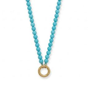 18" 18 Karat Gold PVD Stainless Steel Turquoise Inverted Hinge Necklace