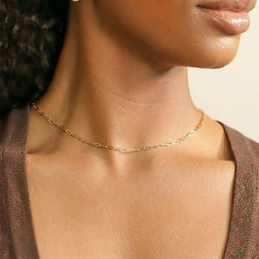 18 Karat Gold PVD Stainless Steel 2.5mm Paperclip Chain