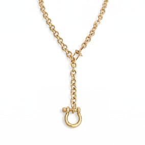 Adjustable 22" 18 Karat Gold PVD Stainless Steel Horse Bit Necklace