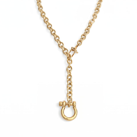 Adjustable 22" 18 Karat Gold PVD Stainless Steel Horse Bit Necklace