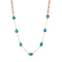 16" + 2" 18 Karat Gold PVD Stainless Steel Turquoise Station Paperclip Chain Necklace