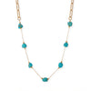 16" + 2" 18 Karat Gold PVD Stainless Steel Turquoise Station Paperclip Chain Necklace