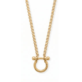 18" + 2" 18 Karat Gold PVD Stainless Steel Horseshoe Carabiner Necklace