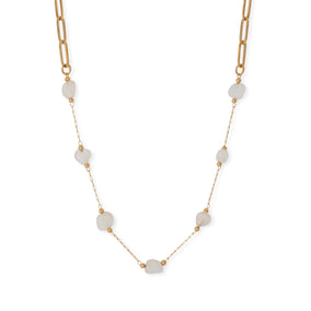 16" + 2" 18 Karat Gold PVD Stainless Steel Quartz Crystal Station Necklace