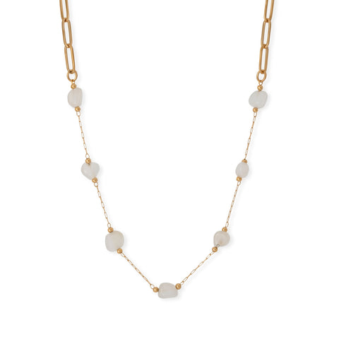 16" + 2" 18 Karat Gold PVD Stainless Steel Quartz Crystal Station Necklace