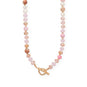 18" Pink Rondell Glass and Picture Jasper Bead Fashion Toggle Necklace