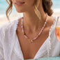 18" Pink Rondell Glass and Picture Jasper Bead Fashion Toggle Necklace