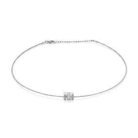 16" + 2" Stainless Steel CZ Wheel Collar Necklace