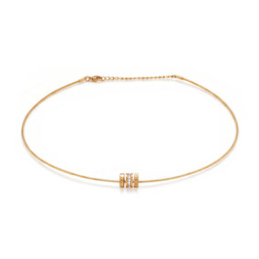 16" + 2" 18 Karat Gold PVD Stainless Steel CZ Wheel Collar Necklace