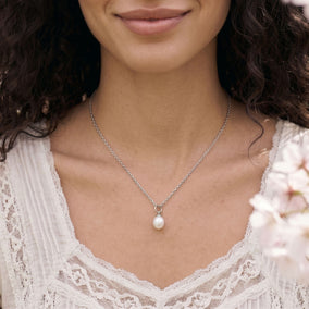 16" Stainless Steel Cultured Freshwater Pearl Drop Necklace