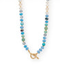 18" Blue Rondell Glass and Dyed Howlite Bead Fashion Toggle Necklace