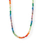 17" Gold Tone Rainbow Glass Bead Fashion Necklace