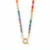 17" Gold Tone Rainbow Glass Bead Fashion Necklace