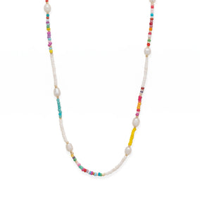 15" + 3" Cultured Freshwater Rice Pearl and Seed Bead Fashion Necklace