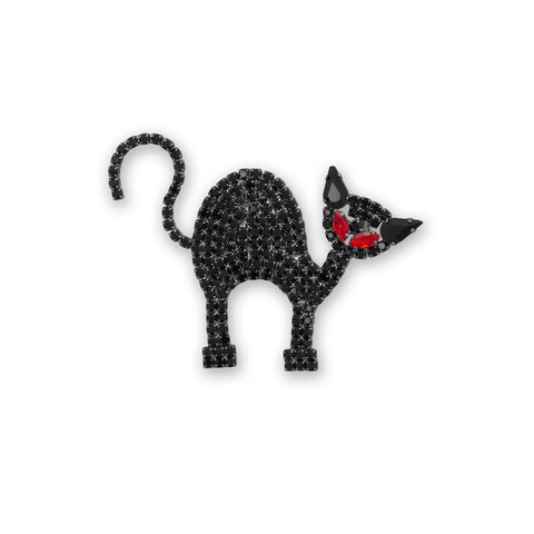 Black and Red Crystal Cat Fashion Pin