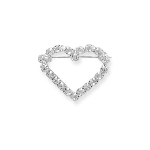 Crystal Heart Outline Fashion Pin