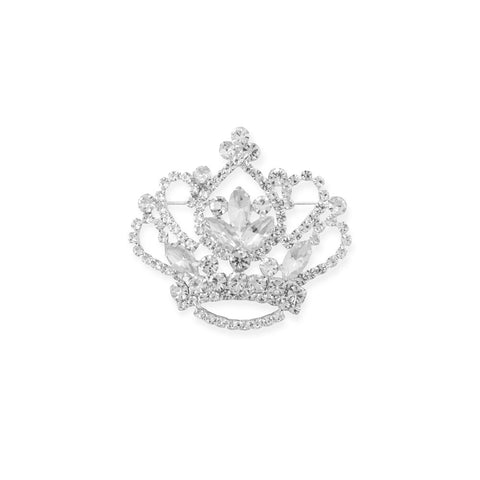 Ornate Crystal Crown Outline Fashion Pin