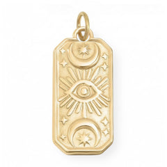 18 Karat Gold PVD Stainless Steel Mystic Eye Rectangular Charm