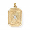 18 Karat Gold PVD Stainless Steel Crystal Sunburst Rectangular Charm