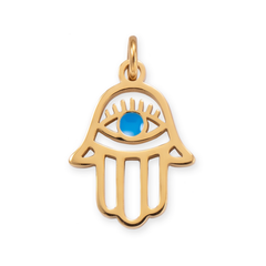 18 Karat Gold PVD Stainless Steel Hamsa Evil Eye Charm