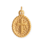 18 Karat Gold PVD Stainless Steel Oval Cross Medallion Charm