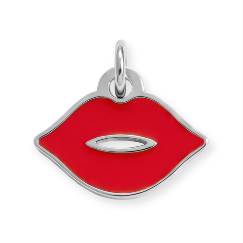 Stainless Steel Red Epoxy Lips Charm