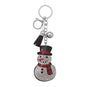 Silver Tone Crystal Snowman Bag Charm