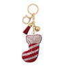 Gold Tone Red Crystal Stocking Bag Charm