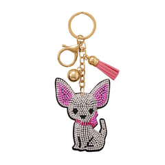 Gold Tone Sitting Crystal Dog Bag Charm