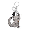Silver Tone Smiling Crystal Kitty Bag Charm