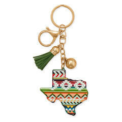 Gold Tone Southwest Print Texas Bag Charm