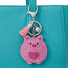 Silver Tone Pink Crystal Piggy Bag Charm