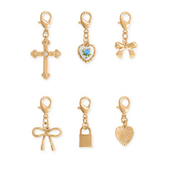 Gold Tone Romantic Icons Lobster Clasp Charm Set