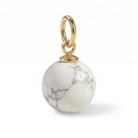 18 Karat Gold PVD Round White Howlite Charm