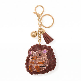 Gold Tone Brown Crystal Cuddly Hedgehog Bag Charm