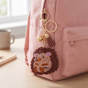 Gold Tone Brown Crystal Cuddly Hedgehog Bag Charm