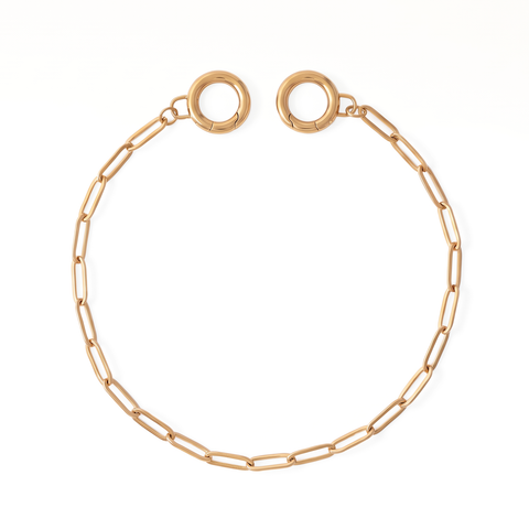 9" 18 Karat Gold PVD Stainless Steel Paperclip Bag Chain