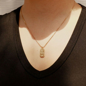 18 Karat Gold PVD Stainless Steel Mystic Eye Rectangular Charm