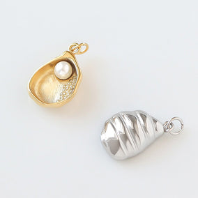 Stainless Steel Imitation Pearl and Shell 3D Charm
