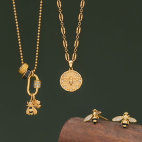 Buzzin' Beauty! 18" 14 Karat Gold Plated Charm Necklace