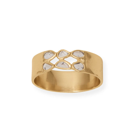 Thin 14 Karat Gold Plated Polki Diamond Ring
