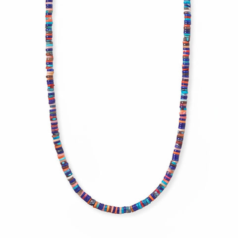 17" Turquoise and Lapis Multi Stone Heishi Necklace