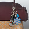 Silver Tone Blue Crystal Snowflake Bag Charm