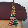 Gold Tone Red Crystal Stocking Bag Charm