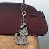 Silver Tone Smiling Crystal Kitty Bag Charm