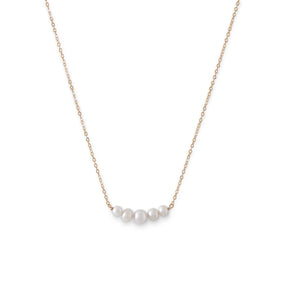 14 Karat Gold Necklace with 5 Cultured Freshwater Pearls