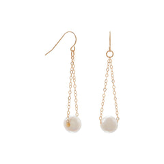 14 Karat Gold French Wire Earrings with Floating Cultured Freshwater Pearl
