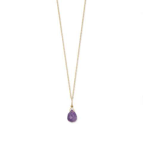 16" 14 Karat Gold Birthstone Necklace (January-December)