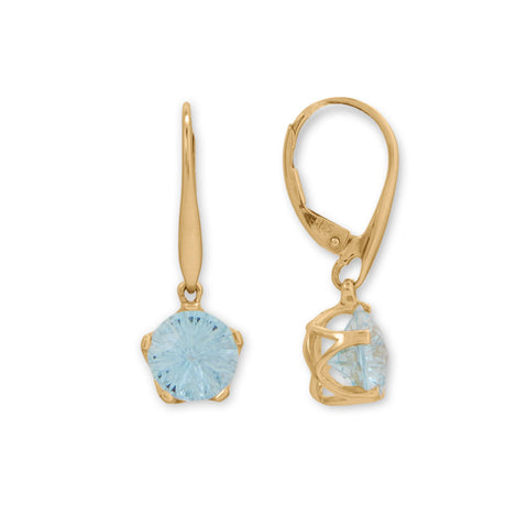 14 Karat Gold Precision Sky Blue Topaz Lever Earrings